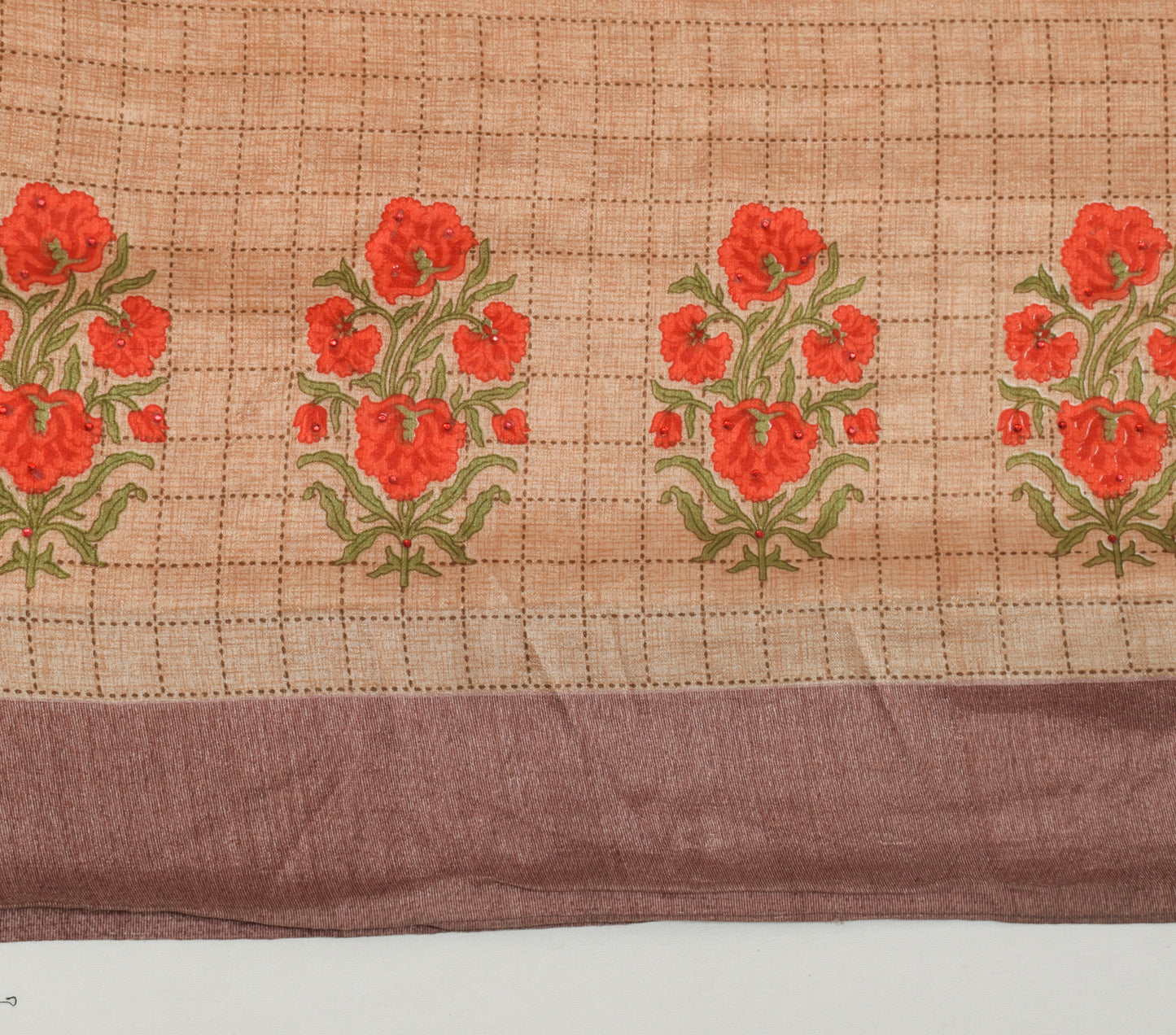 Sushila Vintage Orange Saree Art Silk Woven & Printed Sari 5 Yard Craft Fabric