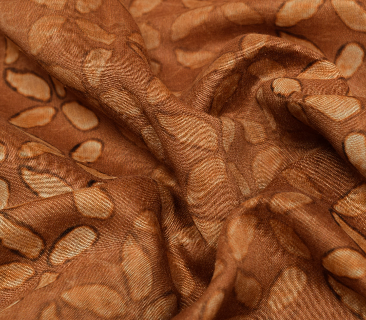 Sushila Vintage Brown Saree Blend Silk Woven & Printed Floral Sari Craft Fabric