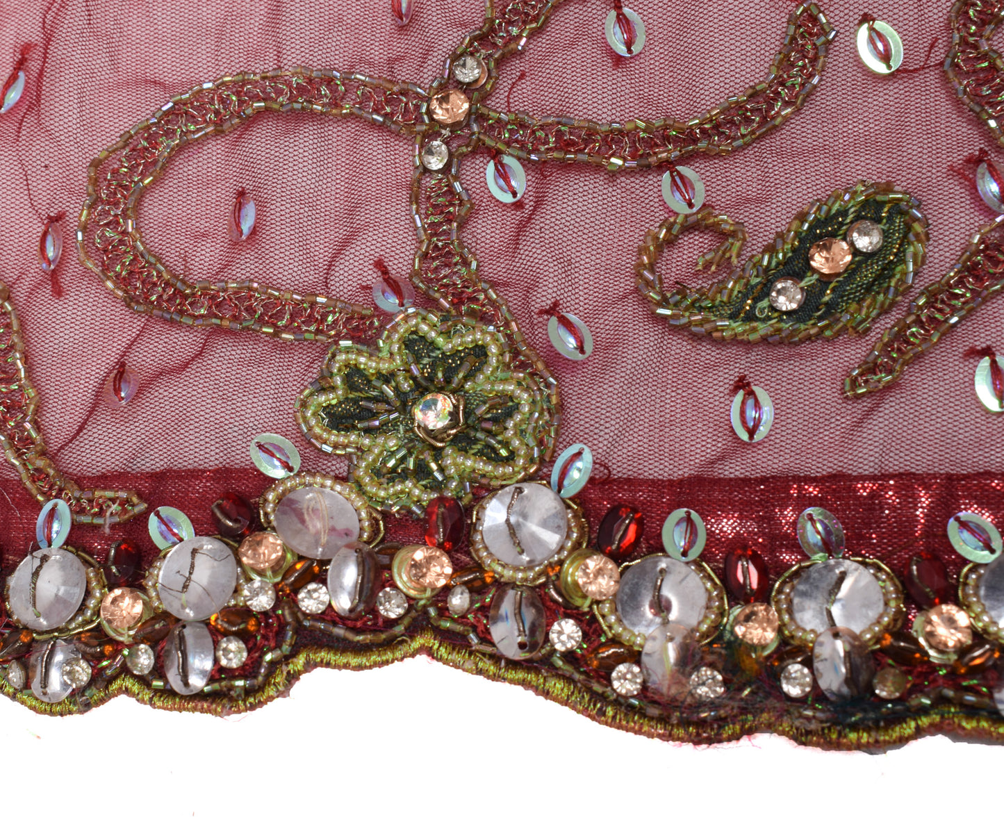 Sushila Vintage Maroon Saree Net Designer Stitched Ready to Wear Sari Fabric