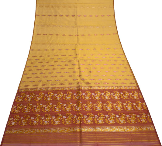 Sushila Vintage Green Indian Saree 100% Pure Silk Floral Woven 5 YD Sari Fabric