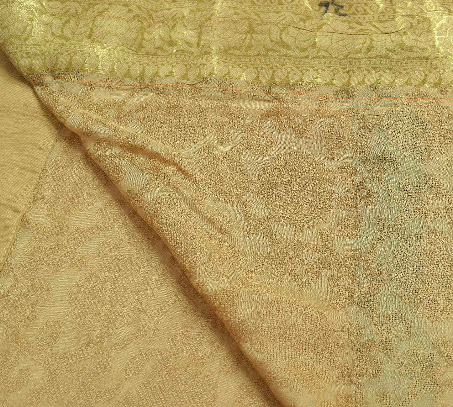 Sushila Vintage Brown Woven Saree Patch Work Pure Silk Floral HEAVY Sari Craft Fabric