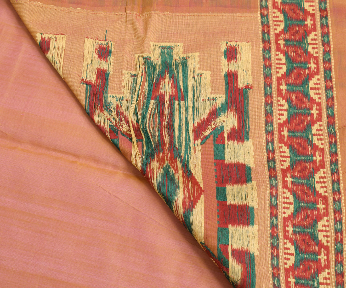 Sushila Vintage Rust Dual Tone Saree 100% Pure Silk Woven Sari Craft Fabric