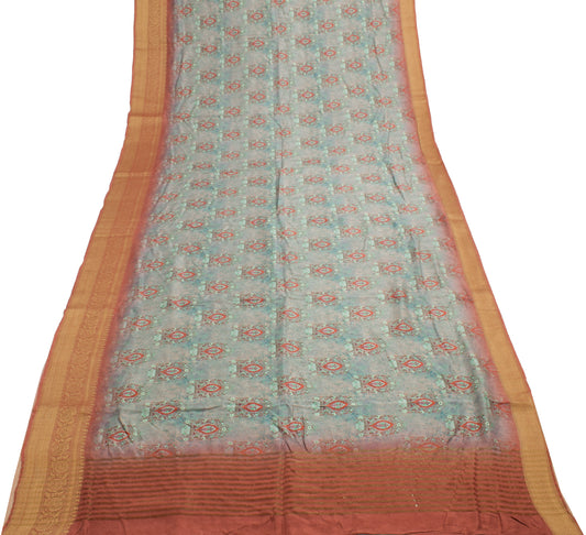 Sushila Vintage Multi-Color Saree 100% Pure Cotton Silk Woven Sari Craft Fabric