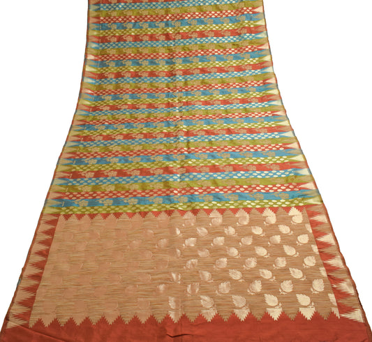 Sushila Vintage Multi-Color Saree Pure Silk All Over Woven Floral Sari Fabric