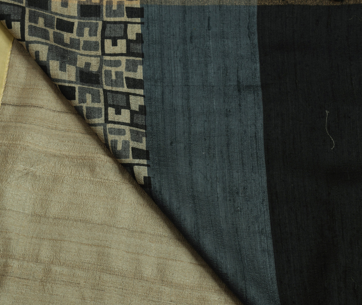 Sushila Vintage Gray Indian Saree 100% Pure Woolen Woven Sari 5 YD Craft Fabric