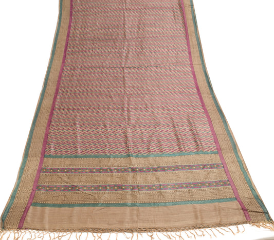 Sushila Vintage Brown Branded Saree 100% Pure Tussar Silk Woven Sari Fabric