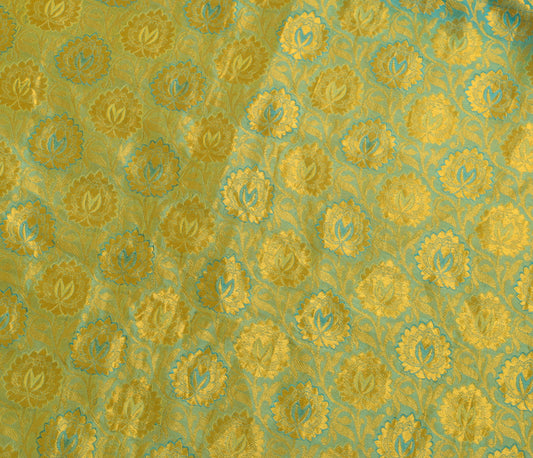 Sushila Vintage Green Kanjivaram saree Art Silk Woven Zari Motifs Sari Craft Fabric