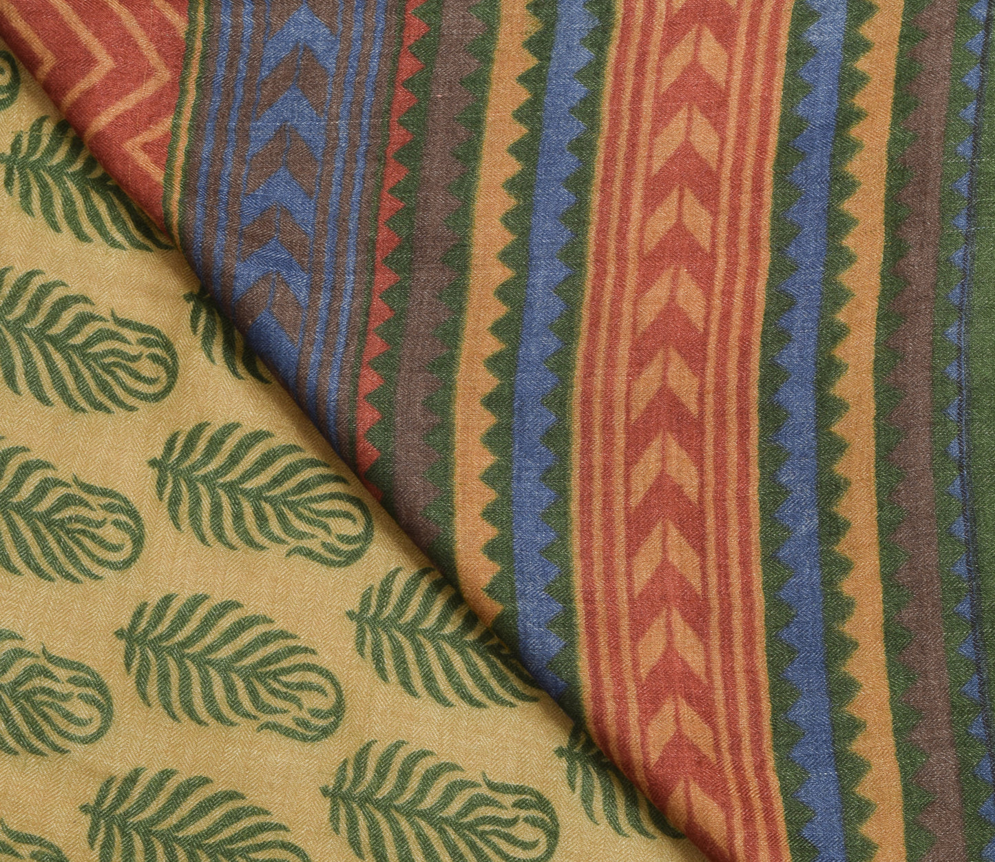 Sushila Vintage Green Soft Saree 100% Pure Woolen Woven Floral Sari Craft Fabric