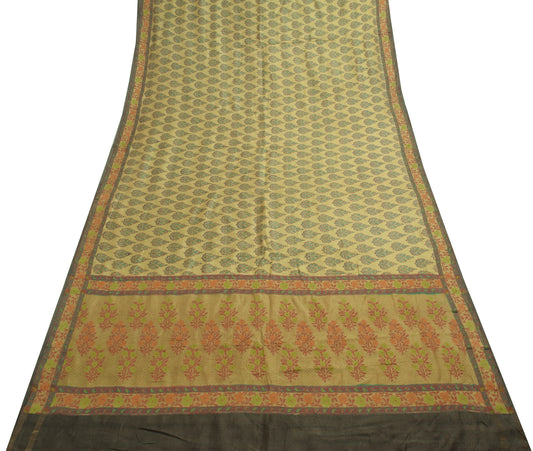Sushila Vintage Green Branded Woven Saree 100% Pure Woolen Floral Sari Fabric