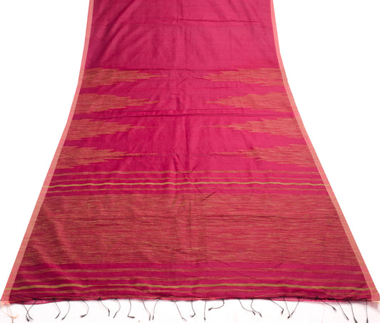 Sushila Vintage Magenta Indian Saree Art Silk Tant Woven Sari Craft Fabric