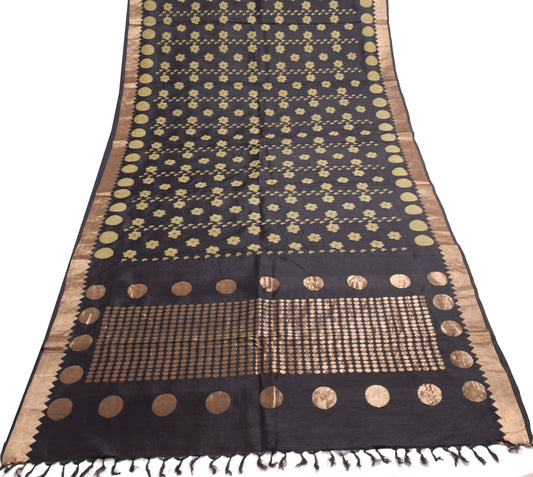 Sushila Vintage Black & Gold-Toned Floral Woven Design Zari 100% Pure Silk Saree
