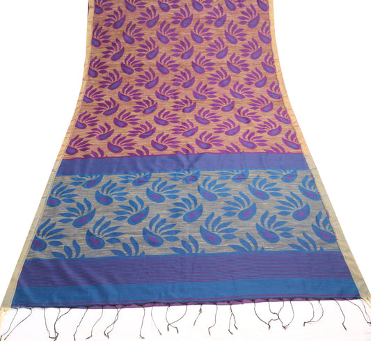 Sushila Vintage Multi-Color Woven Saree Blend Silk Floral Sari Craft 5 YD Fabric