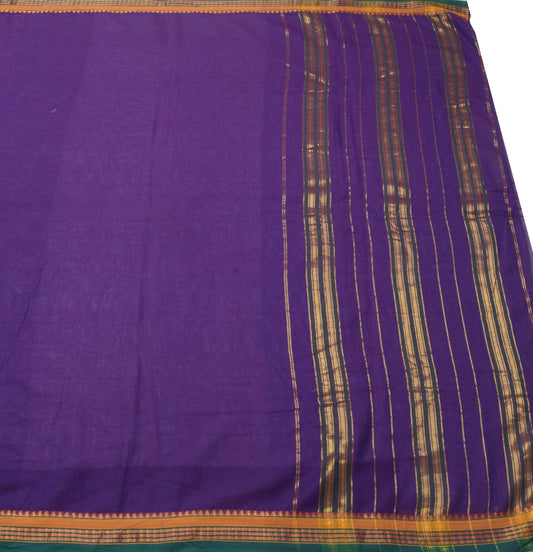 Sushila Vintage Purple Woven Saree 100% Pure Cotton Indian Sari Craft Fabric