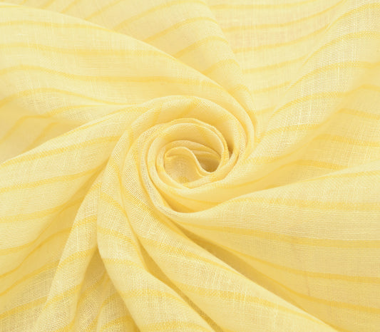 Sushila Vintage Light Yellow Saree Pure Cotton Woven Indian Sari Craft Fabric