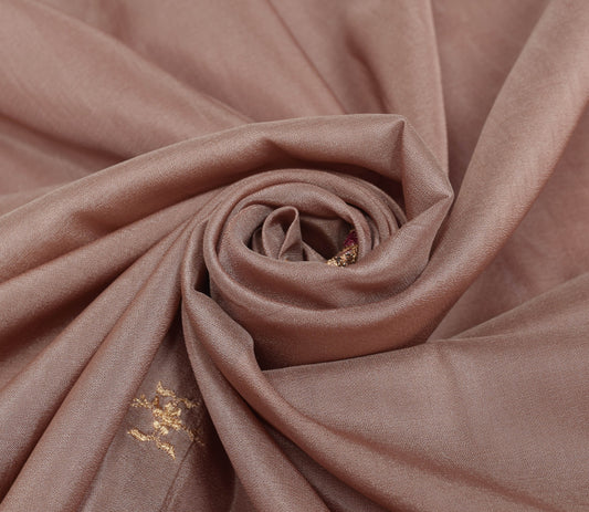 Sushila Vintage Brown Dual Tone Saree 100%Pure Silk Embroidered Soft Sari Fabric