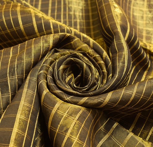 Sushila Vintage Oil Black Zari Woven Kanjivaram Saree 100% Pure Silk Sari Fabric