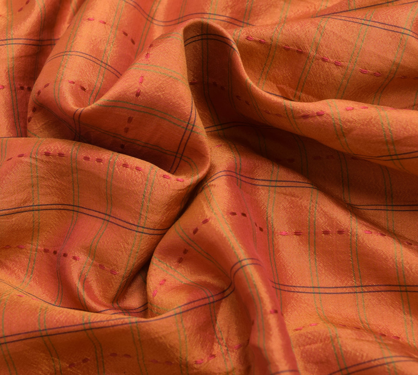 Sushila Vintage Orange Saree 100% Pure Silk Woven Traditional Soft Sari Fabric