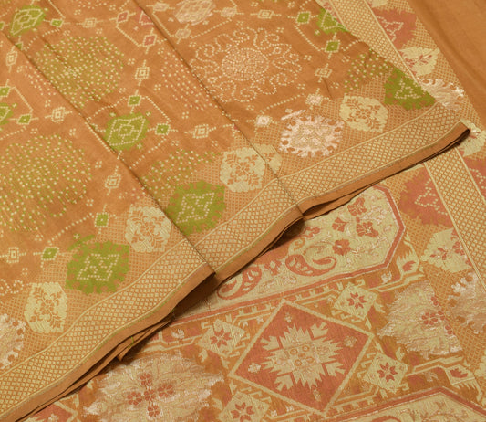 Sushila Vintage Brown 100% Pure Silk Saree Woven Traditional Sari Craft Fabric