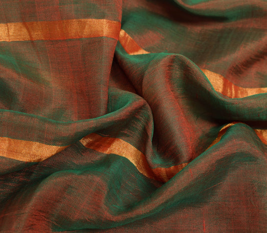 Sushila Vintage Multi-Color Wedding Saree Woven 100%Pure Cotton Silk Sari Fabric