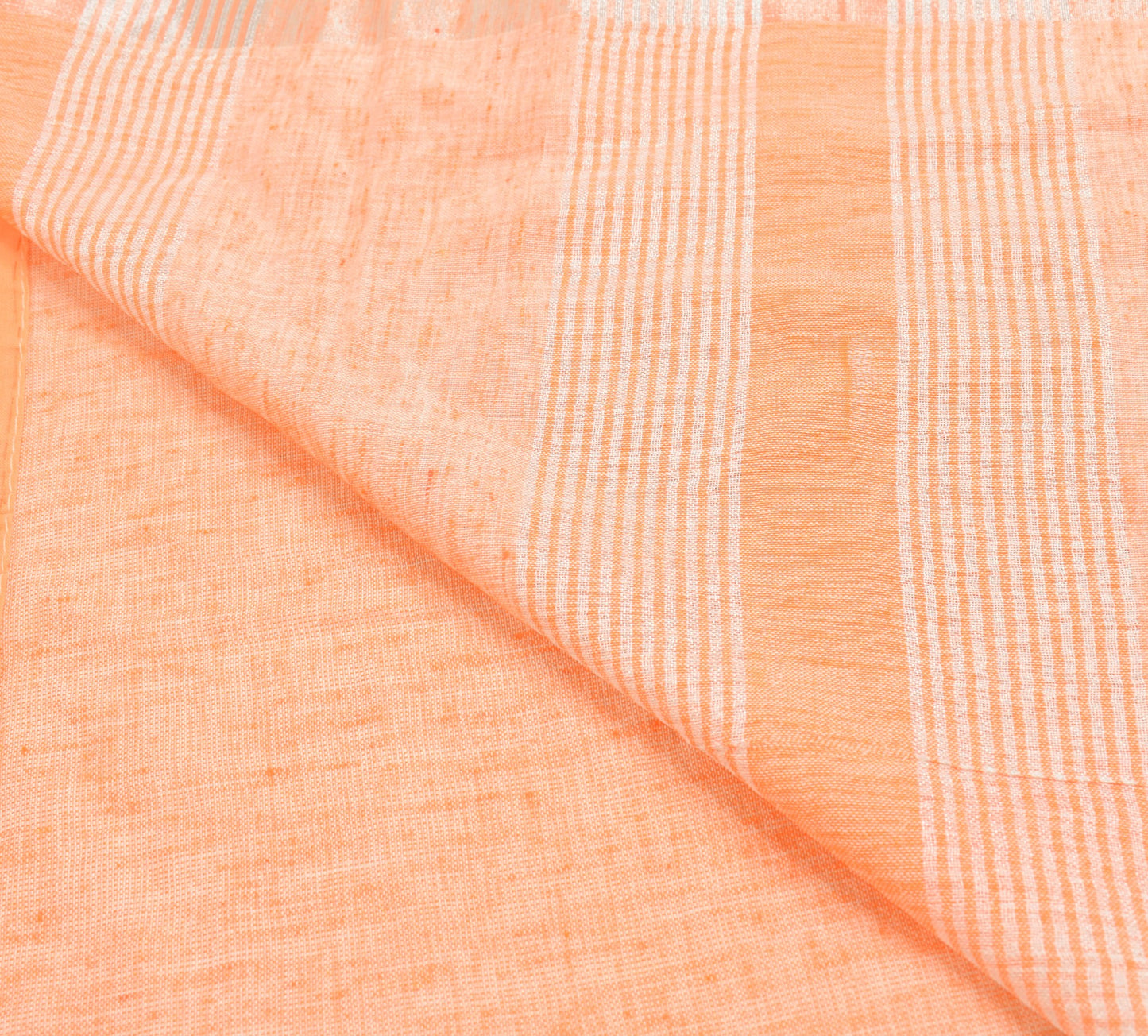 Sushila Vintage Cotton Woven Saree Light Orange Traditional Women Sari Fabric