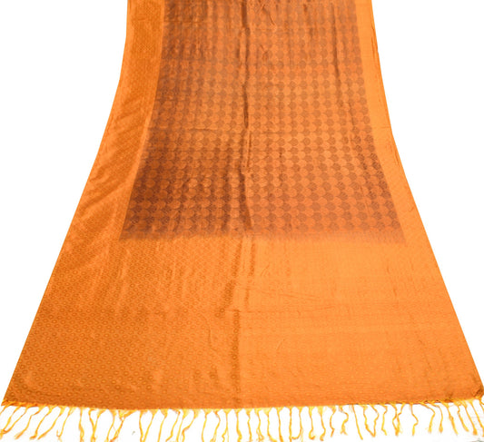 Sushila Vintage Brown Soft Saree 100% Pure Silk All Over Woven Sari Craft Fabric