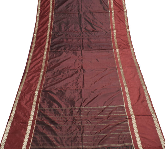 Sushila Vintage Dark Maroon Pure Silk Saree Zari Woven Soft Classy Sari Fabric