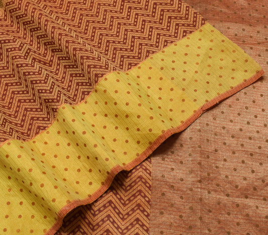 Sushila Vintage Multi-Color Saree Printed & Woven Pure Silk Sari Craft Fabric