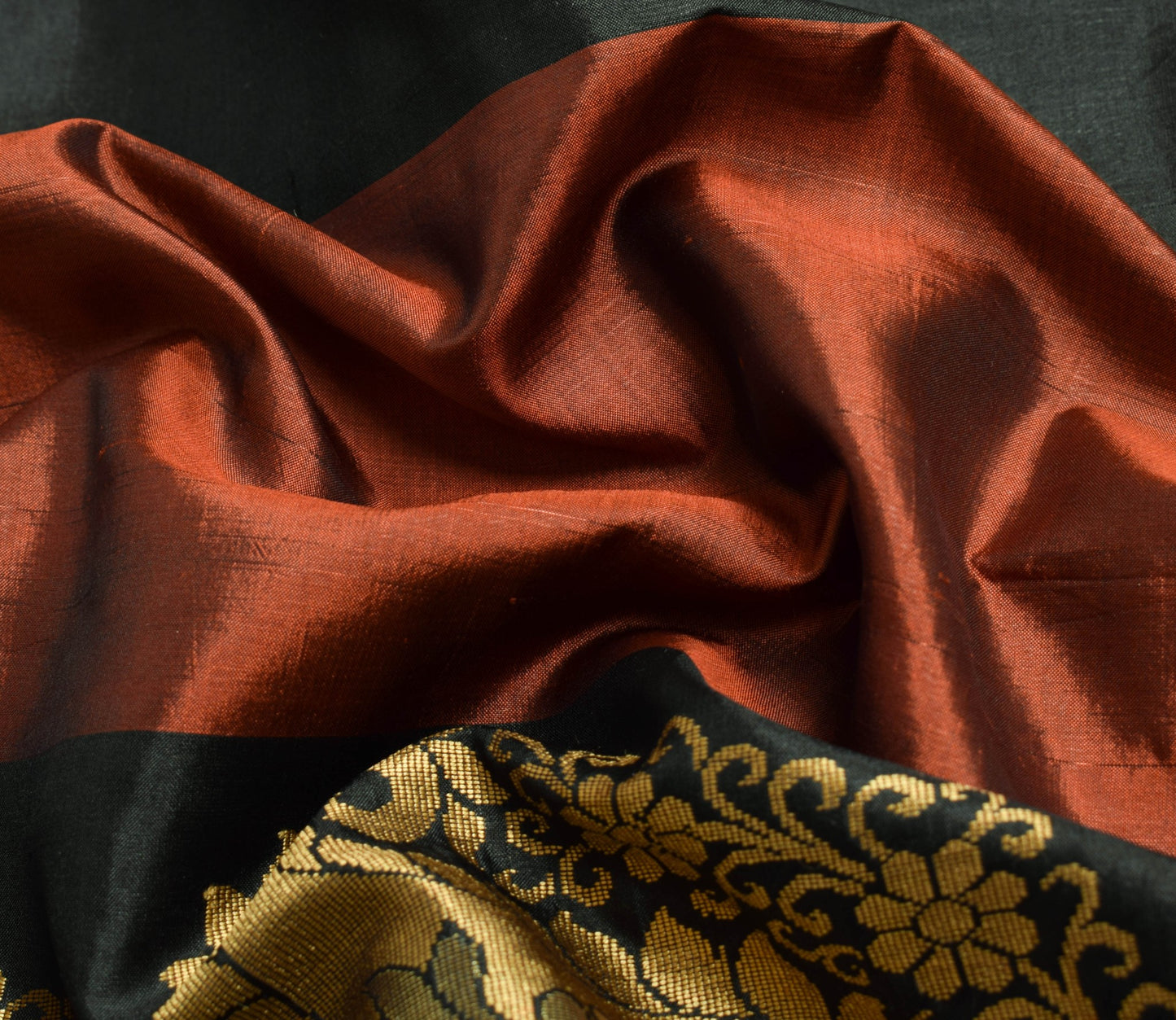 Sushila Vintage Black Maroon Wedding Wear Saree Pure Silk Brocade Sari Fabric