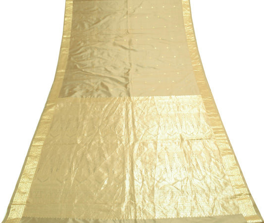 Sushila Vintage Green Pure Silk Saree Zari Brocade Sari with Blouse Fabric