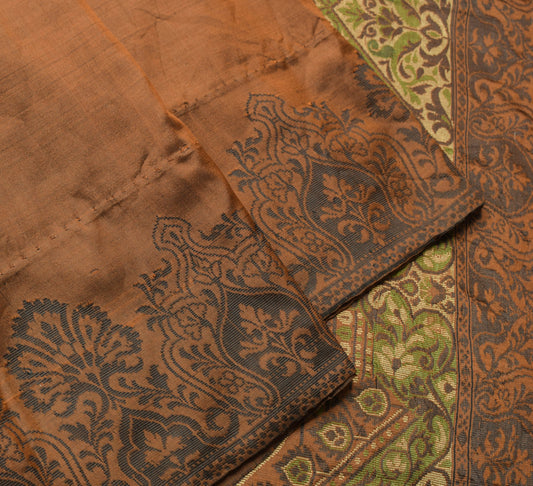 Sushila Vintage Brown 100% Pure Silk Saree Woven Classic Traditional Sari Fabric