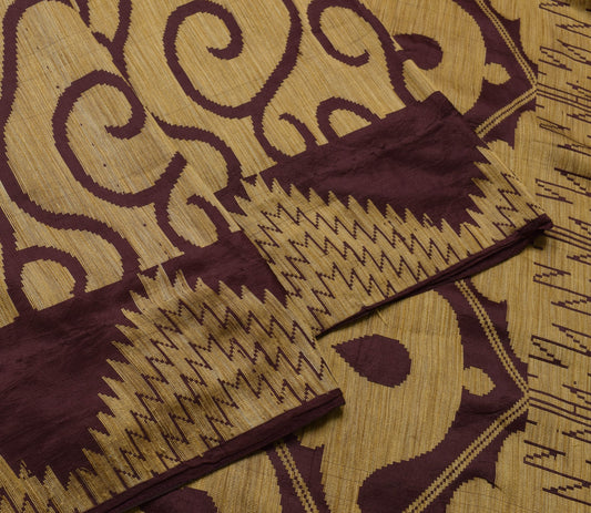 Sushila Vintage Dark maroon Wedding Saree 100% Pure Silk Woven Sari Craft Fabric