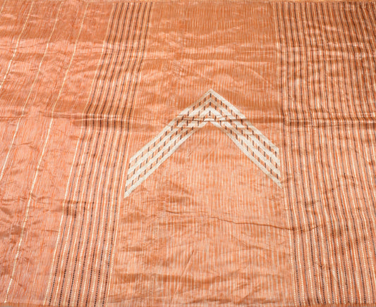 Sushila Vintage Indian Saree 100% Pure Silk Woven Rust Craft Fabric Ethnic Sari