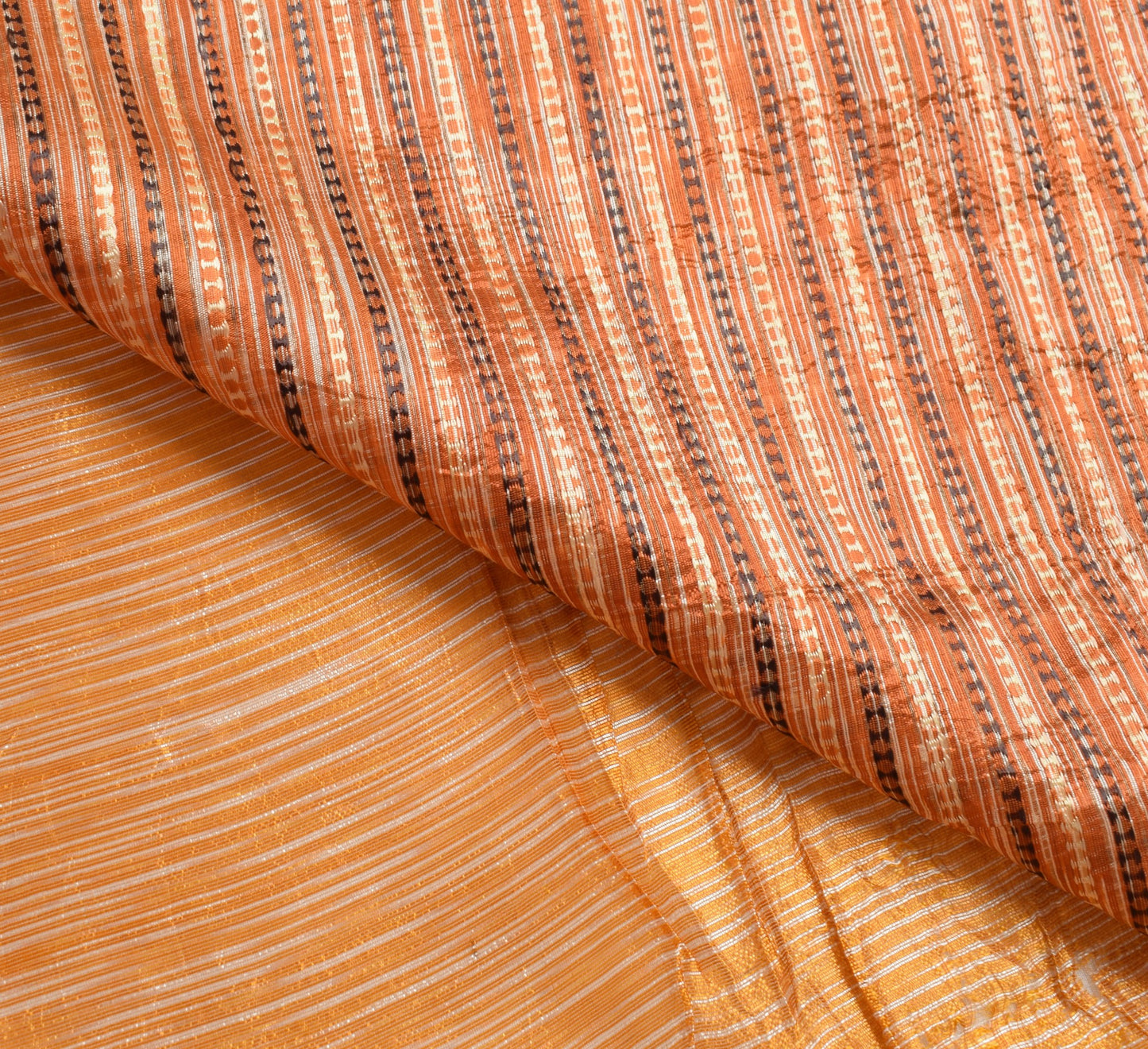 Sushila Vintage Indian Saree 100% Pure Silk Woven Rust Craft Fabric Ethnic Sari