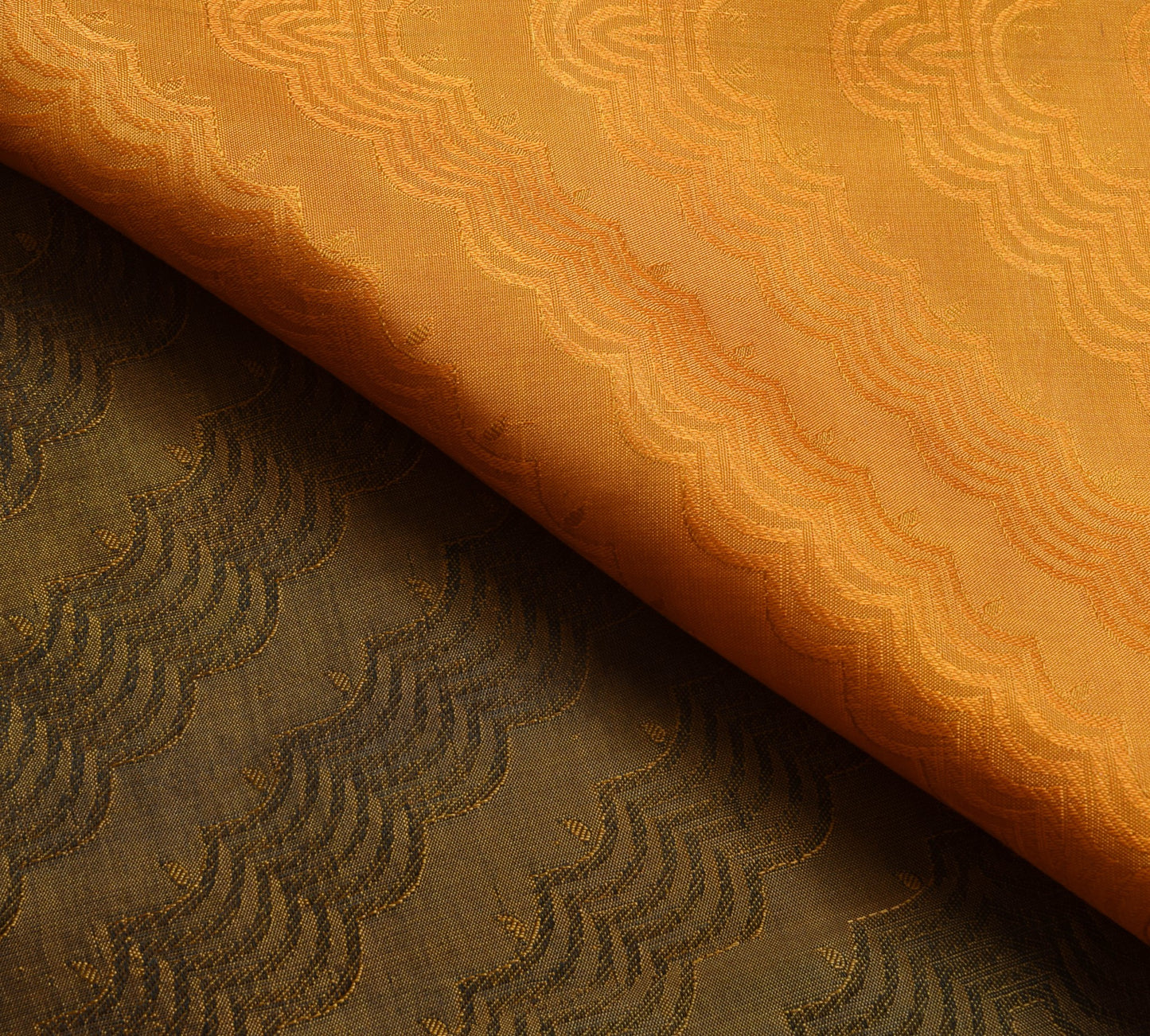 Sushila Vintage Mustard Green Saree 100% Pure Silk Woven Dual Tone Sari Fabric