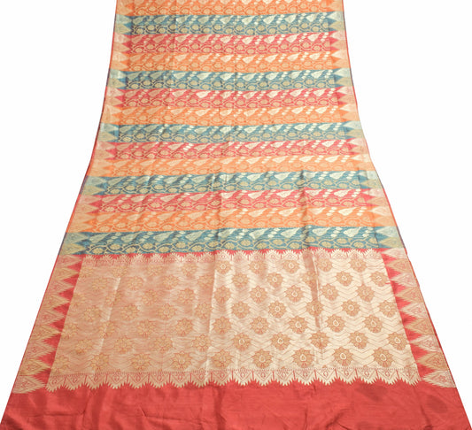 Sushila Vintage Multi-Color 100% Pure Silk Saree Traditional Woven Sari Fabric