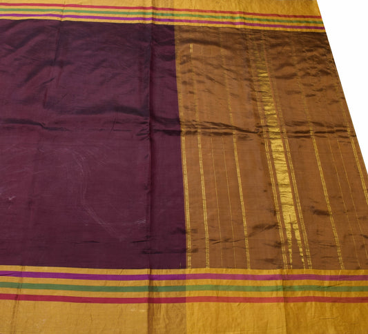 Sushila Vintage Dark Maroon Dual Tone Saree 100%Pure Silk Woven Soft Sari Fabric
