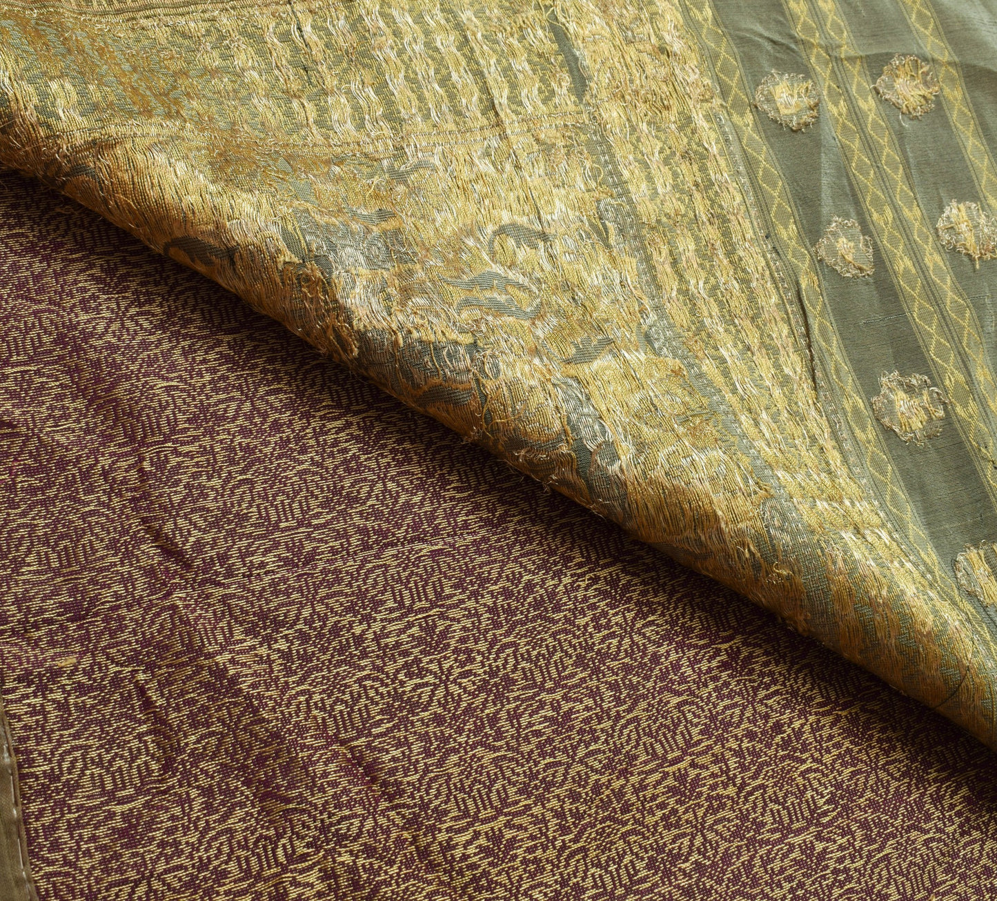 Sushila Vintage Dark Purple Saree Pure Silk All Over Woven Classy Sari Fabric