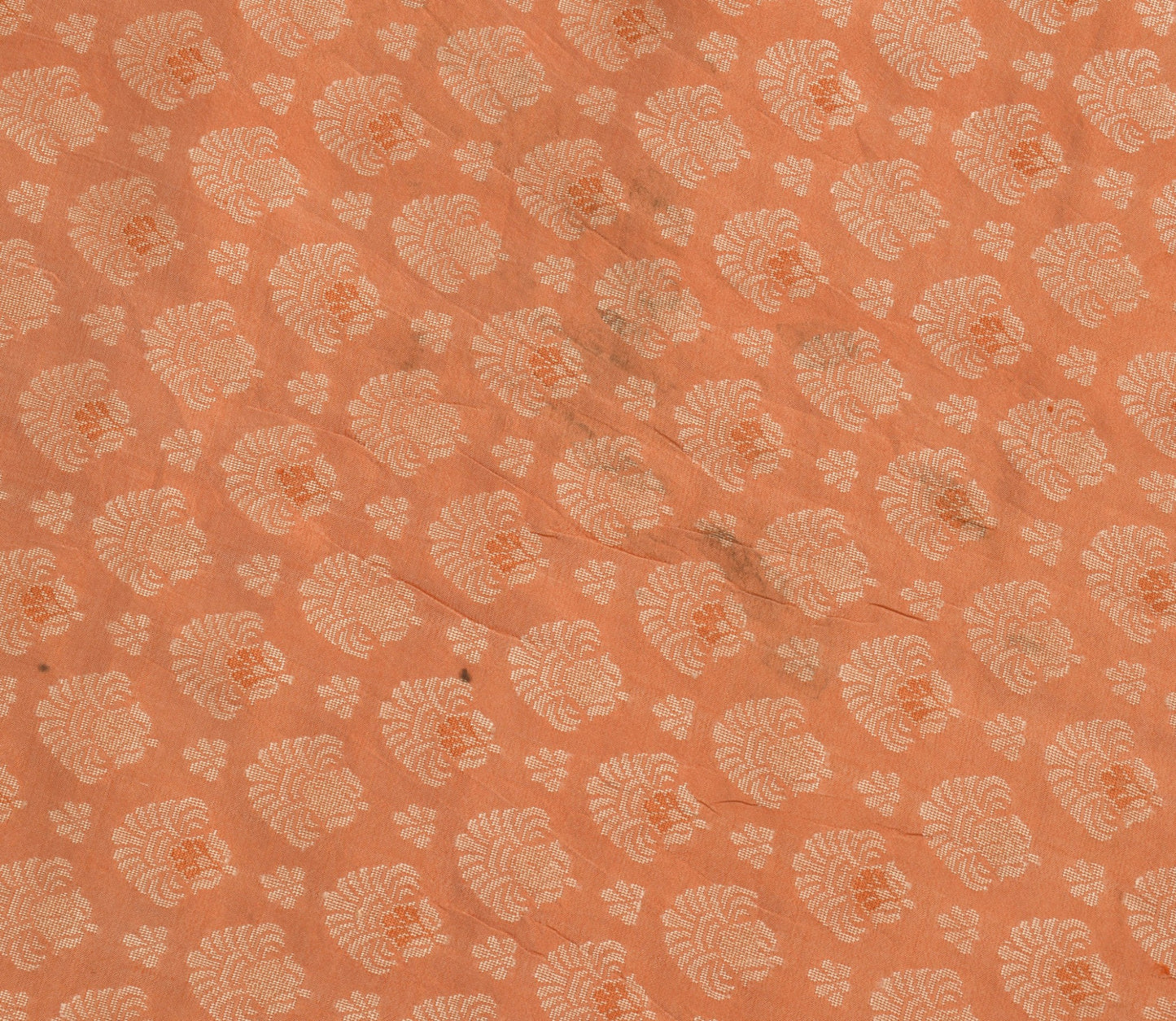Sushila Vintage Dark Peach Saree Pure Silk Floral Woven Soft Wedding Sari Fabric
