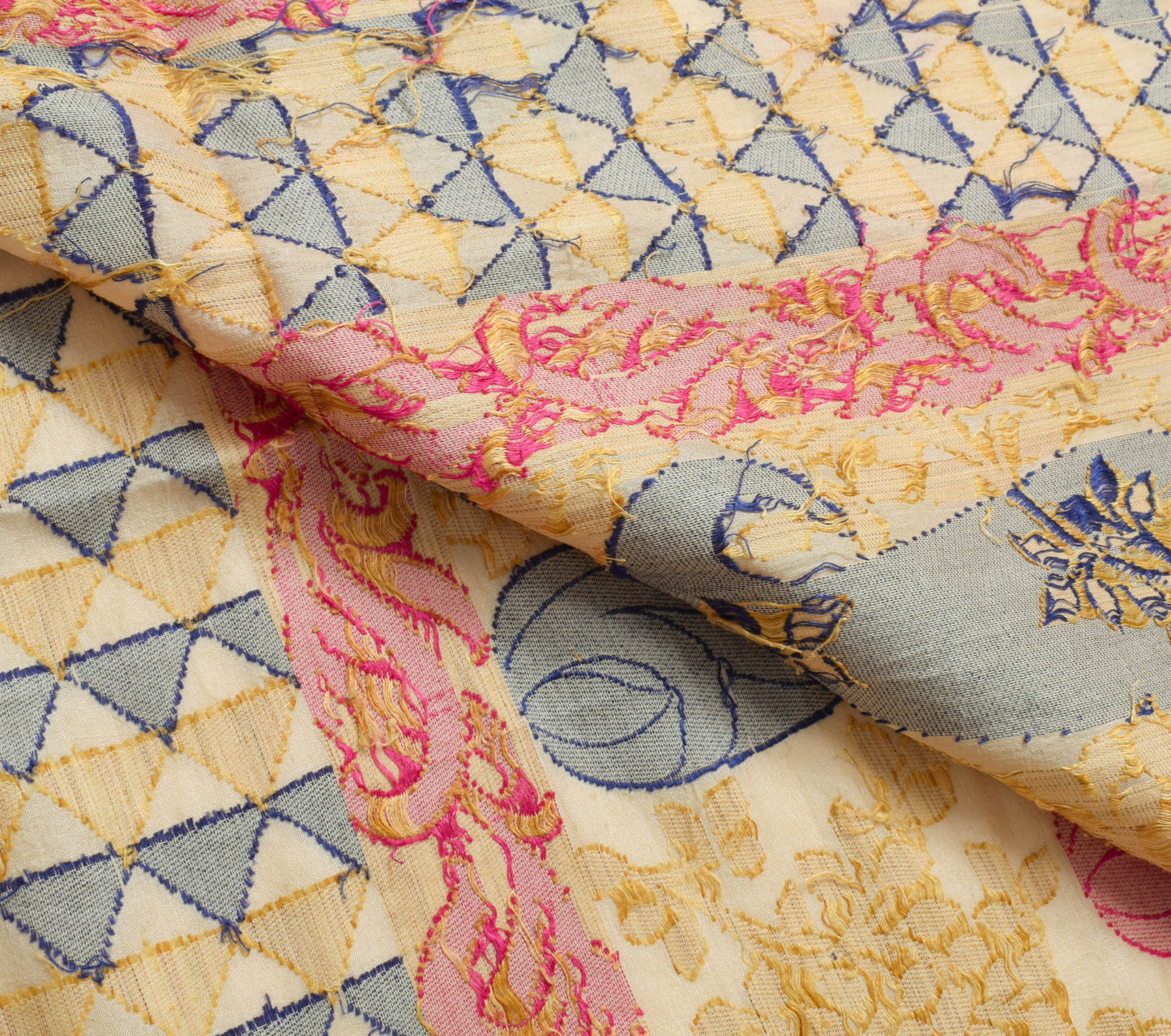 Sushila Vintage Cream 100% Pure Silk Saree Woven Paisley Traditional Sari Fabric