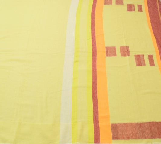 Sushila Vintage Yellow Tant Woven Saree Pure Cotton Daily Wear Soft Sari Fabric