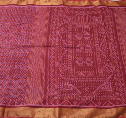 Sushila Vintage Maroon Floral Saree 100% Pure Cotton Printed Indian Sari Fabric