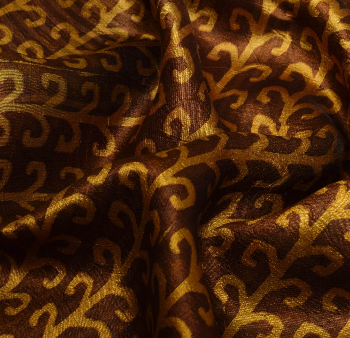 Sushila Vintage Brown Hand Block Printed Saree 100% Pure Silk Soft Sari Fabric