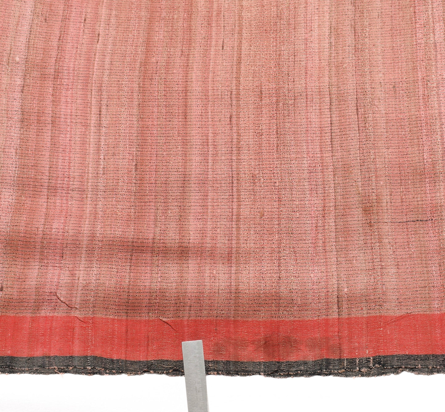 Sushila Vintage 100% Pure Khadi Saree Beautiful Peach and Red Border Sari Fabric