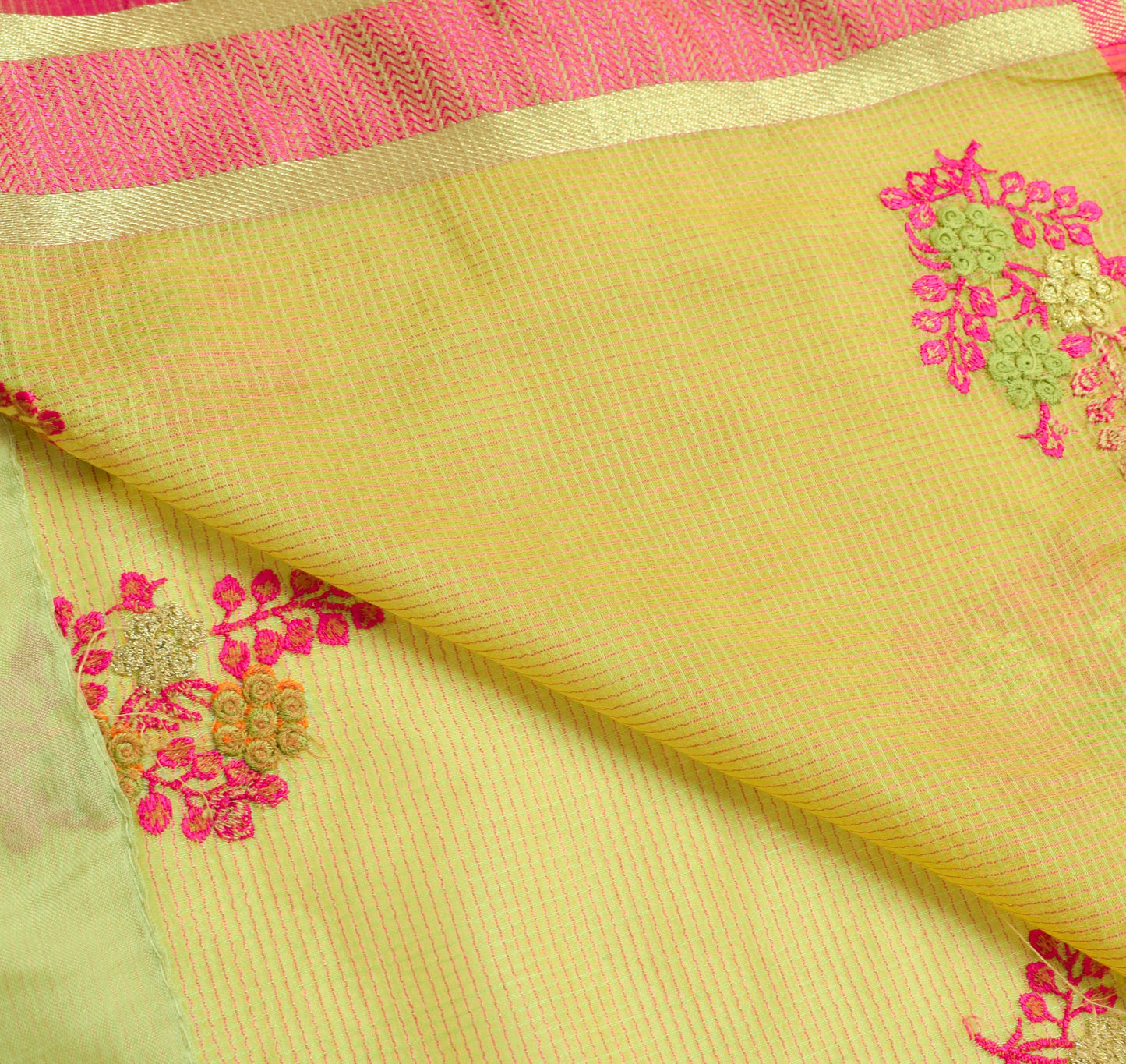 Sushila Vintage Green Maheswari Saree Art Silk Floral Embroidered Sari Fabric