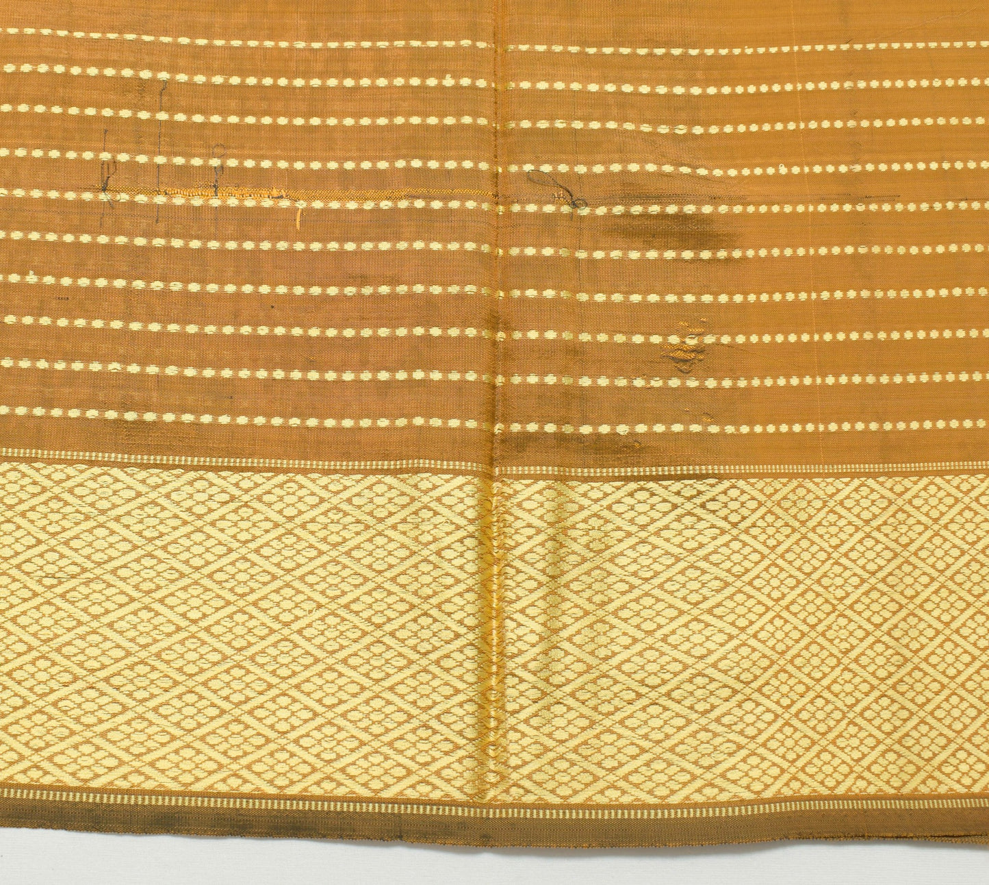 Sushila Vintage Mustard Saree 100% Pure Viscose Resham Woven Sari Craft Fabric