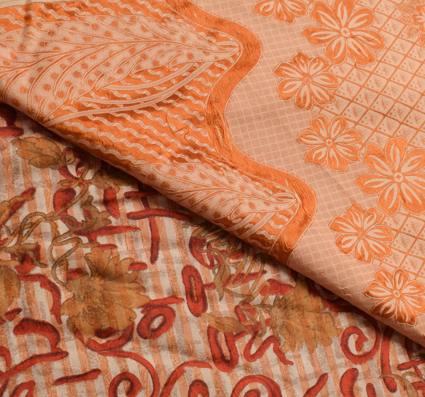 Sushila Vintage Light Brown Saree Pure Mulberry Silk Self Woven Soft Sari Fabric