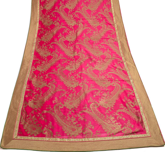 Sushila Vintage Magenta HEAVY Saree Pure Georgette Woven Patch Work Sari Fabric