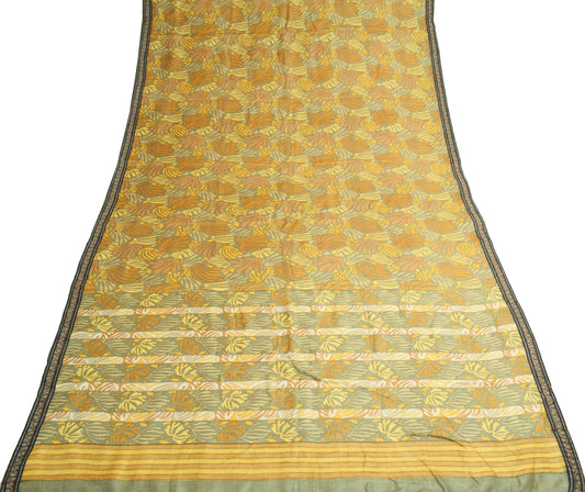Sushila Vintage Grayish Green Saree Pure Woolen Printed Soft Branded Sari Fabric
