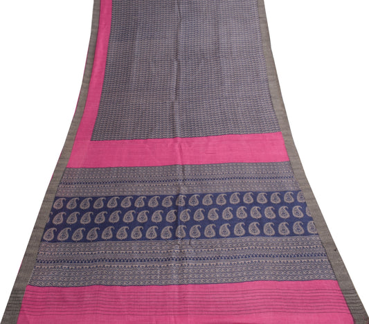 Sushila Vintage Blue Branded Saree Pure Woolen Printed & Woven Soft Sari Fabric