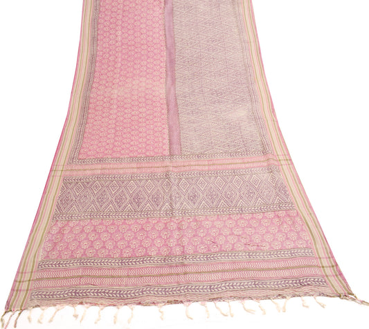 Sushila Vintage Pure Woolen Saree Hand Block Printed Floral Soft 5YD Sari Fabric